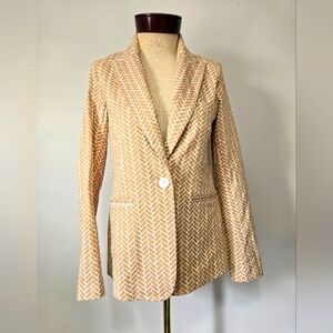 ESQUALO Sand Coloured Stretch Block Print Blazer. Size 6